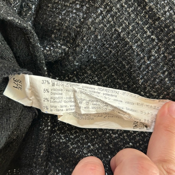 Zara metallic tweed metal buttons Oversized black Womens jacket Medium Large - Picture 6 of 9